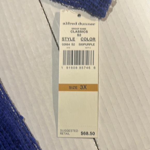 NWT Alfred Dunner Women's Blue Top elbow length w tiny v neck silver accessory - Picture 7 of 13